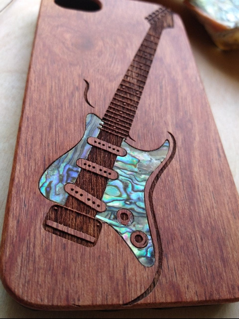 iPhone 16, 15, 14, 13, 12 Pro Max case, Samsung Galaxy S24, S23, S22 ultra, Guitar design, personalized gift abalone shell inlay phone case
