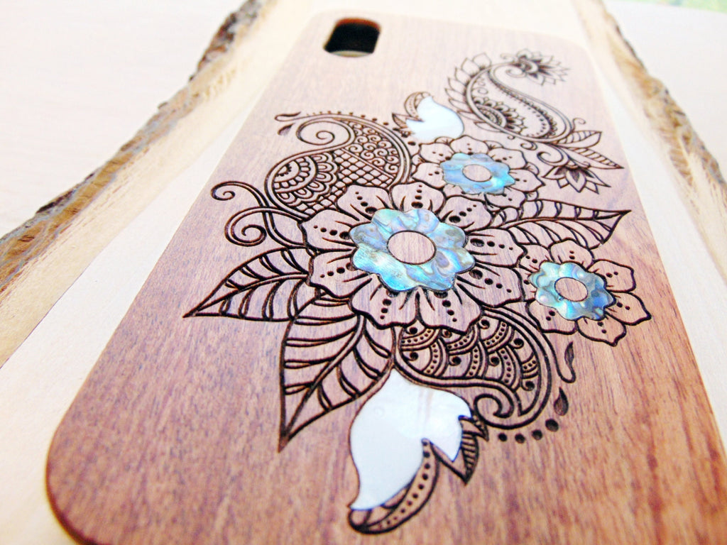 iPhone 16, 15, 14, 13 Pro Max case, Samsung Galaxy S22 ultra, S21, S20 plus Flower design, personalized gift abalone shell inlay phone case