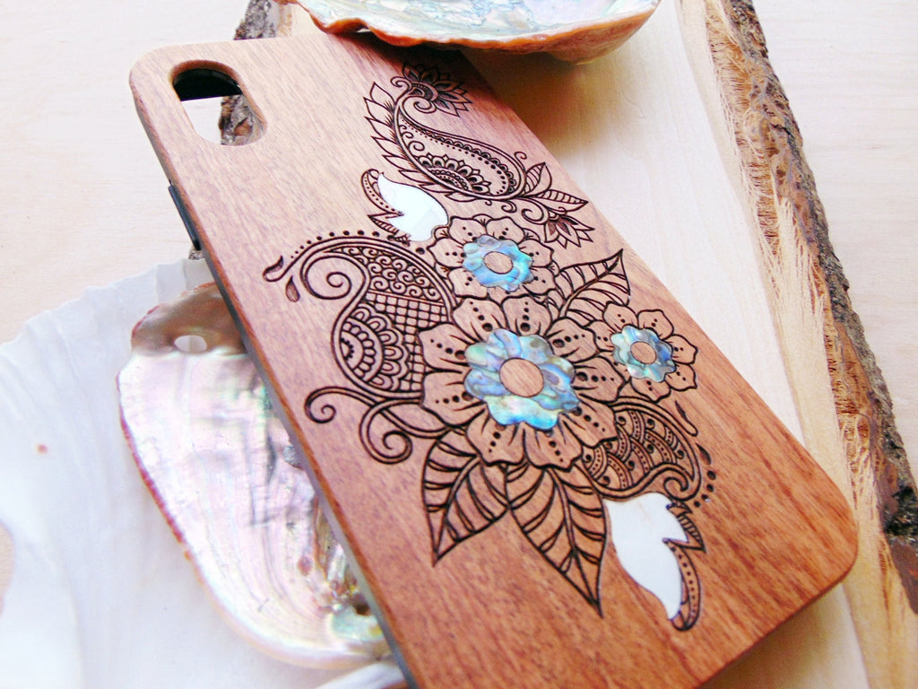iPhone 16, 15, 14, 13 Pro Max case, Samsung Galaxy S22 ultra, S21, S20 plus Flower design, personalized gift abalone shell inlay phone case