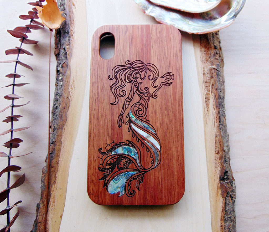 iPhone 15, 14, 13 Pro Max case, Samsung Galaxy S24, S23, S22 ultra, Mermaid design personalized gift abalone shell inlay phone case