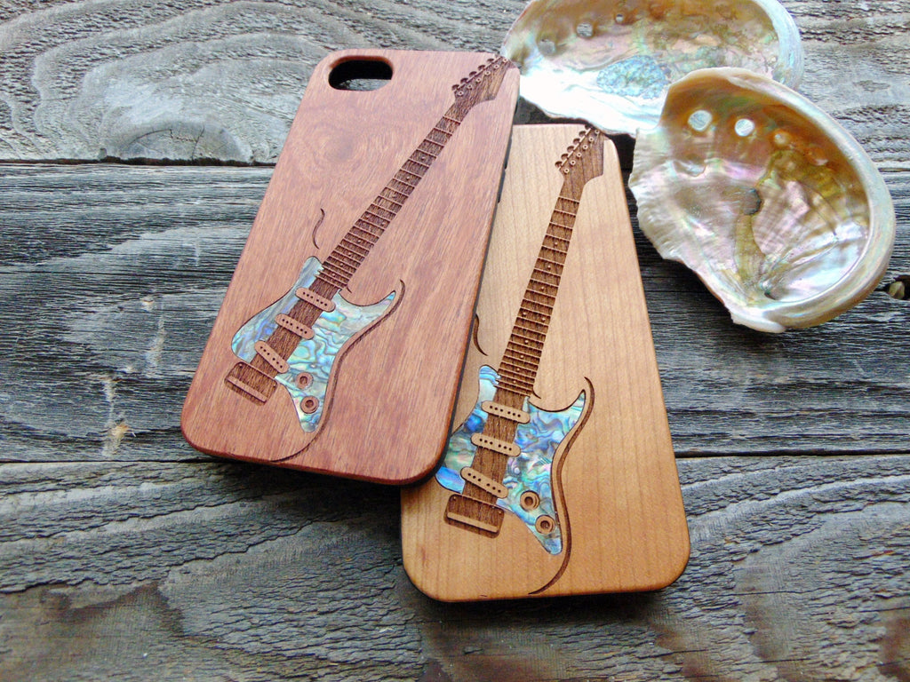 iPhone 16, 15, 14, 13, 12 Pro Max case, Samsung Galaxy S24, S23, S22 ultra, Guitar design, personalized gift abalone shell inlay phone case