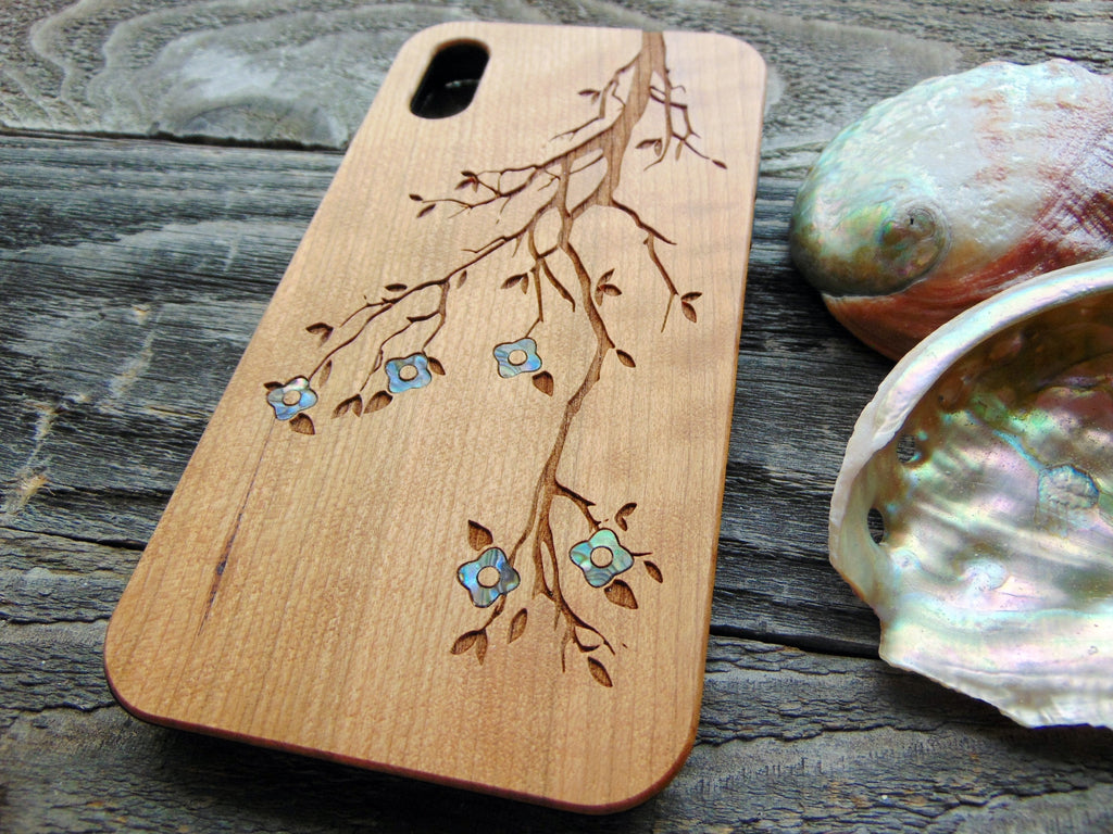 iPhone 16, 15, 14, 13, 12, Pro Max case, personalized gift Flowers design abalone shell inlay phone case Samsung Galaxy S24, S23, S22 ultra