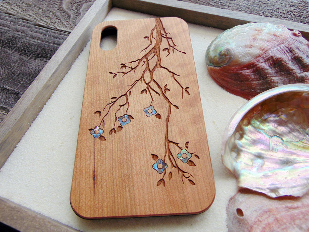 iPhone 16, 15, 14, 13, 12, Pro Max case, personalized gift Flowers design abalone shell inlay phone case Samsung Galaxy S24, S23, S22 ultra