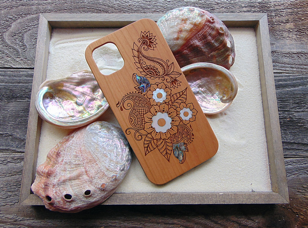 iPhone 16, 15, 14, 13 Pro Max case, Samsung Galaxy S22 ultra, S21, S20 plus Flower design, personalized gift abalone shell inlay phone case