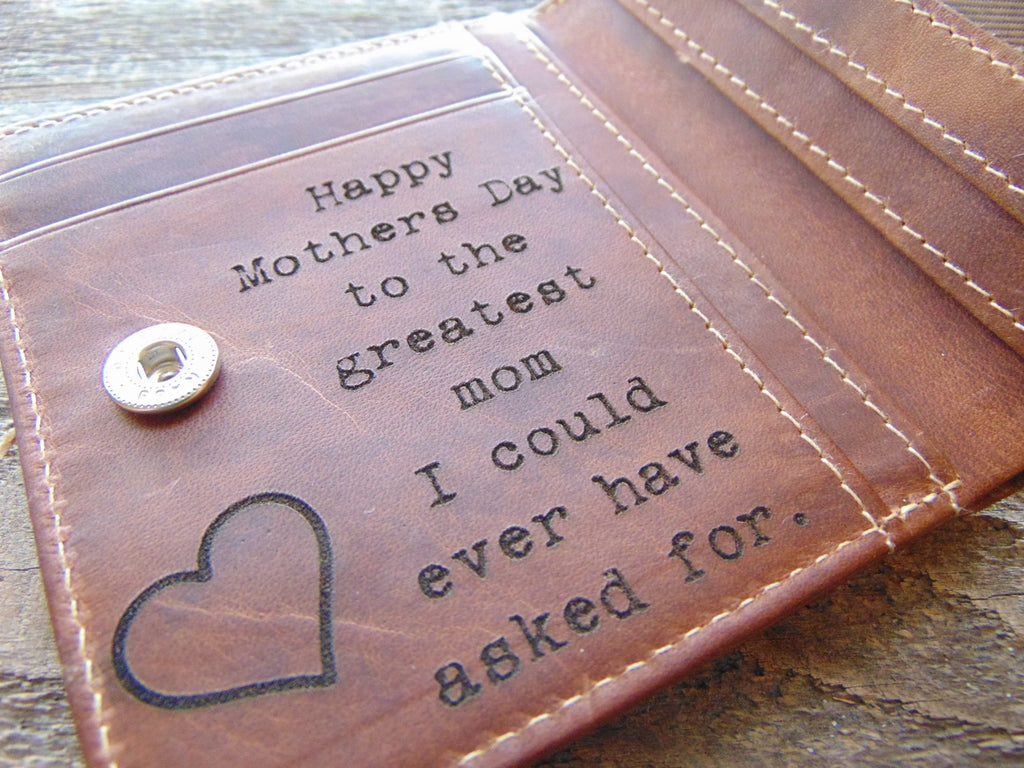 Personalized wallet gift for her, Photo engraved purse, minimalist RFID leather wallet, customized gift for mom, mothers day gift