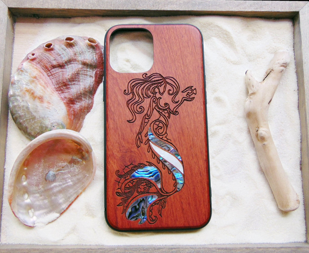 iPhone 15, 14, 13 Pro Max case, Samsung Galaxy S24, S23, S22 ultra, Mermaid design personalized gift abalone shell inlay phone case