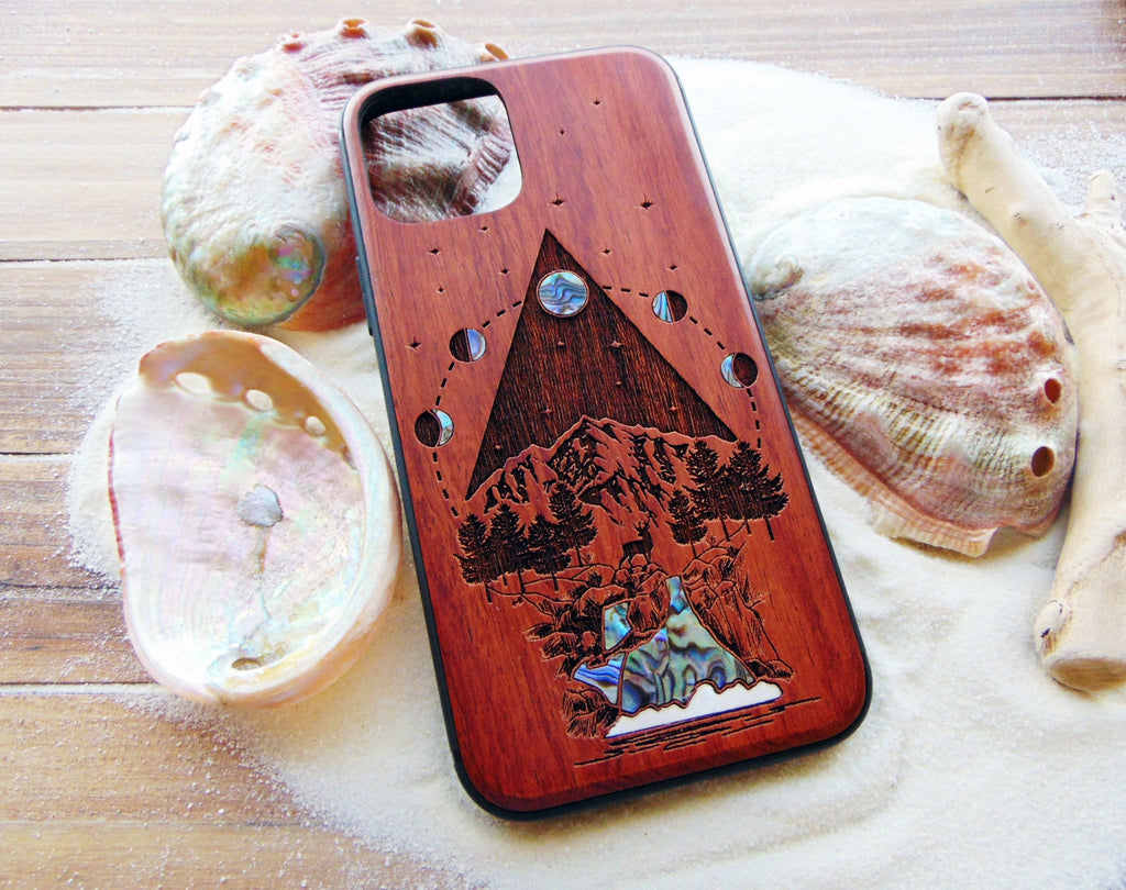 iPhone 15, 13, 14 pro max case, Samsung galaxy S24, S23, S22 ultra, personalized gift phone case with abalone shell, moon phases design