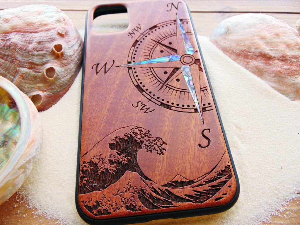 iPhone 16, 15, 14, 13, Pro Max case, Samsung GalaxyS24, S23, S22 ultra, Compass design, personalized gift abalone shell inlay phone case