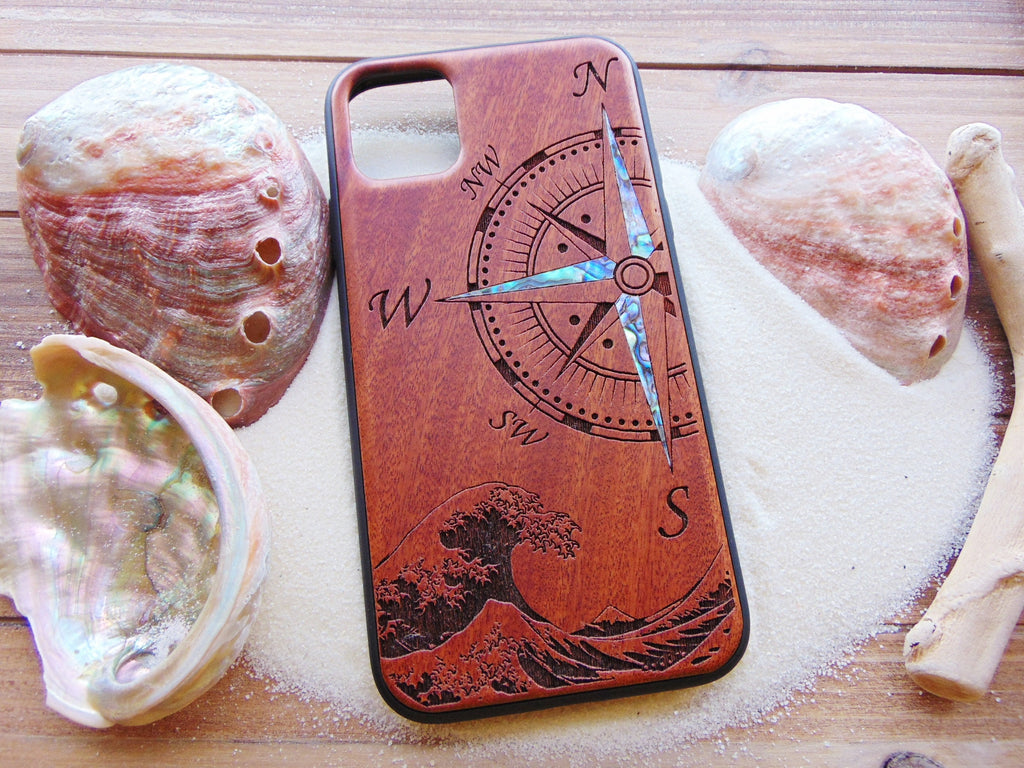 iPhone 16, 15, 14, 13, Pro Max case, Samsung GalaxyS24, S23, S22 ultra, Compass design, personalized gift abalone shell inlay phone case