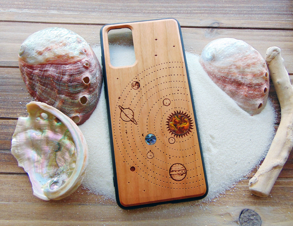 iphone 15, 14, 13 pro max case, Galaxy S24, 23, S22 ultra, solar system design with abalone shell, personalized gift phone case