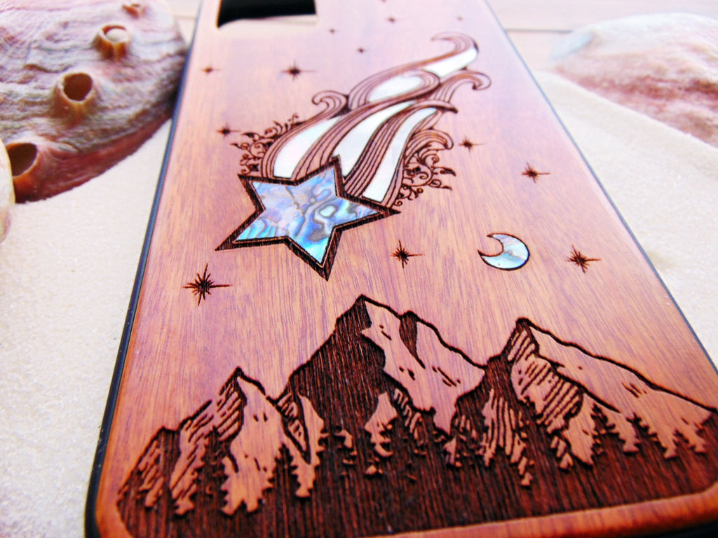 iPhone 16, 15, 14, 13, 12 Pro Max case, Samsung Galaxy S24,S23, S22 ultra Comet design, personalized gift abalone shell inlay phone case