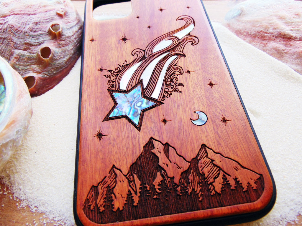 iPhone 16, 15, 14, 13, 12 Pro Max case, Samsung Galaxy S24,S23, S22 ultra Comet design, personalized gift abalone shell inlay phone case