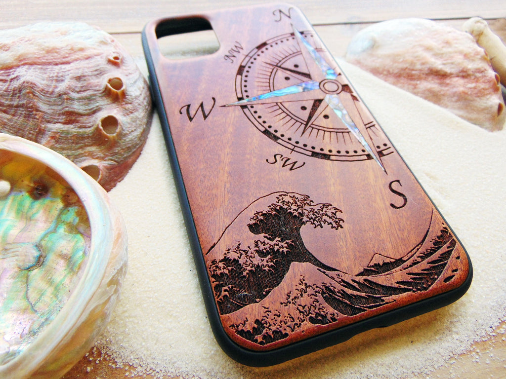 iPhone 16, 15, 14, 13, Pro Max case, Samsung GalaxyS24, S23, S22 ultra, Compass design, personalized gift abalone shell inlay phone case