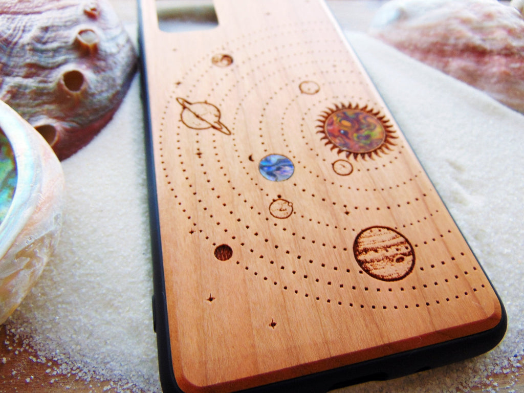 iphone 15, 14, 13 pro max case, Galaxy S24, 23, S22 ultra, solar system design with abalone shell, personalized gift phone case
