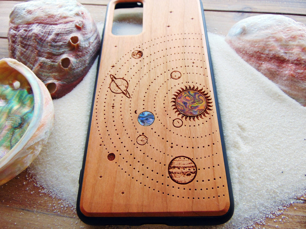iphone 15, 14, 13 pro max case, Galaxy S24, 23, S22 ultra, solar system design with abalone shell, personalized gift phone case