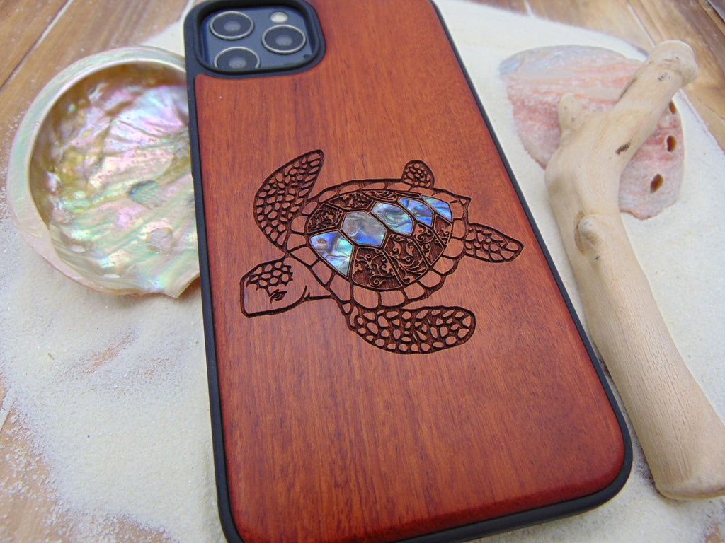 Turtle design iPhone 16, 15, 14, 13, 12 Pro Max case, Samsung Galaxy S24, S23, S22 ultra personalized gift abalone shell inlay phone case