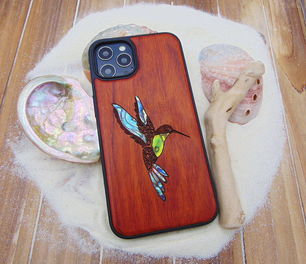 iPhone 15, 14, 13 Pro max case, hummingbird design phone case, Samsung Galaxy S22 ultra, S21, plus, custom abalone shell inlay phone case