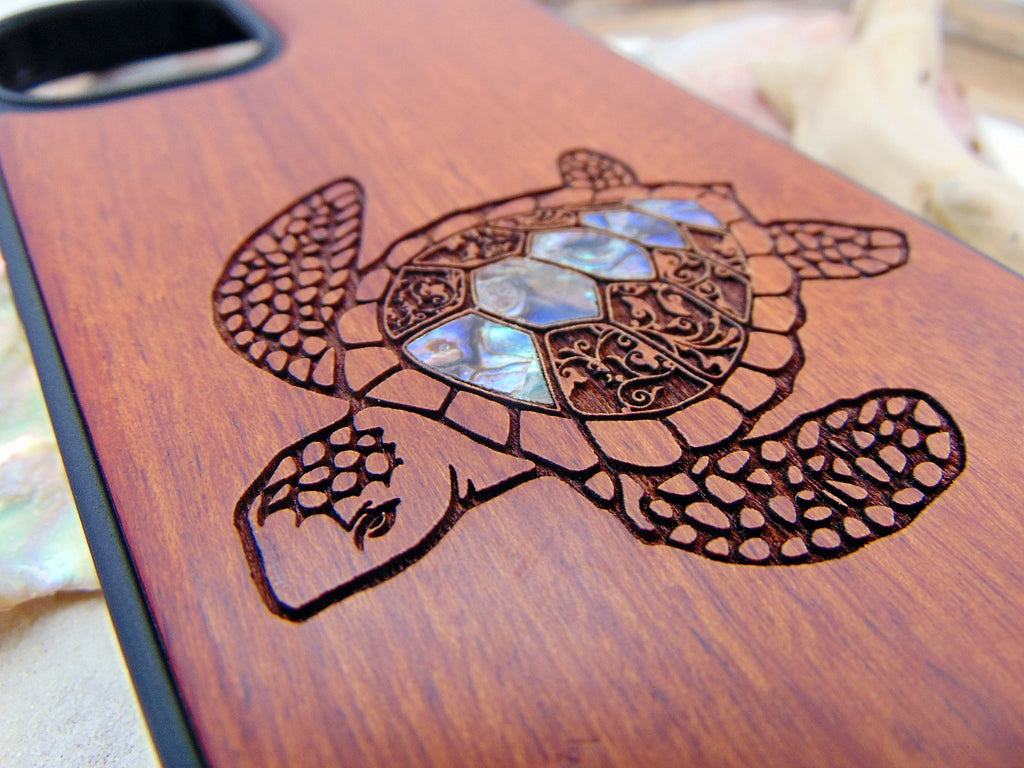 Turtle design iPhone 16, 15, 14, 13, 12 Pro Max case, Samsung Galaxy S24, S23, S22 ultra personalized gift abalone shell inlay phone case