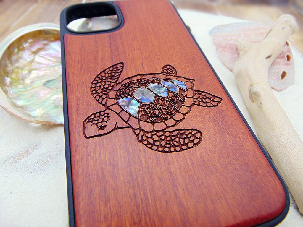 Turtle design iPhone 16, 15, 14, 13, 12 Pro Max case, Samsung Galaxy S24, S23, S22 ultra personalized gift abalone shell inlay phone case