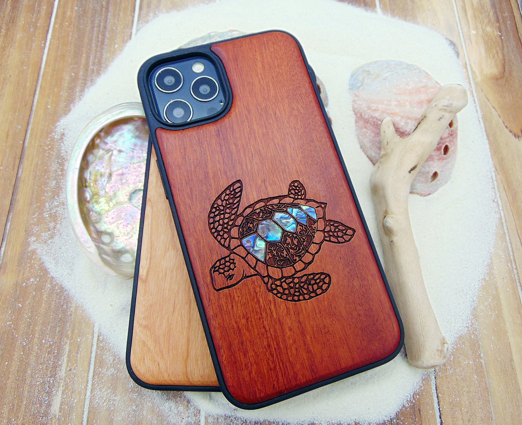 Turtle design iPhone 16, 15, 14, 13, 12 Pro Max case, Samsung Galaxy S24, S23, S22 ultra personalized gift abalone shell inlay phone case
