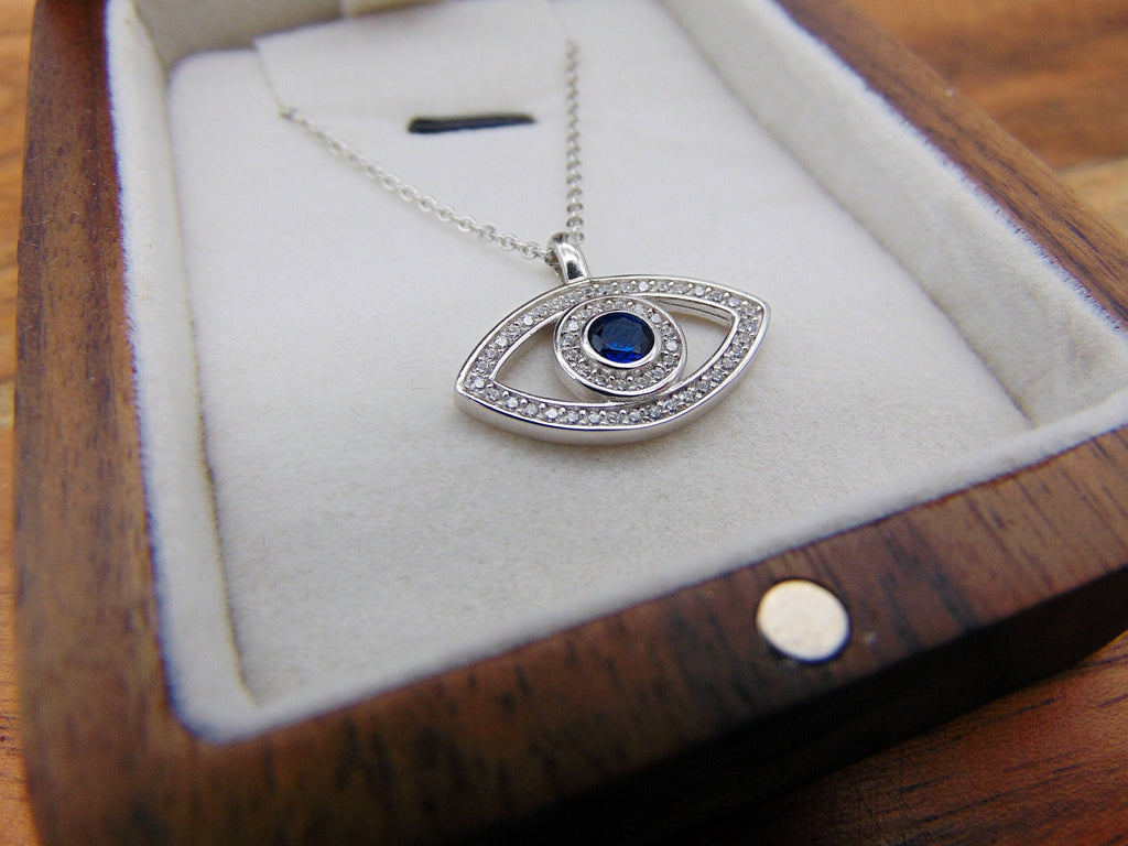 Evil Eye Necklace, 925 sterling Silver, Pendant, Minimalist Necklace, Christmas Gift jewelry For Her, Birthday Gift