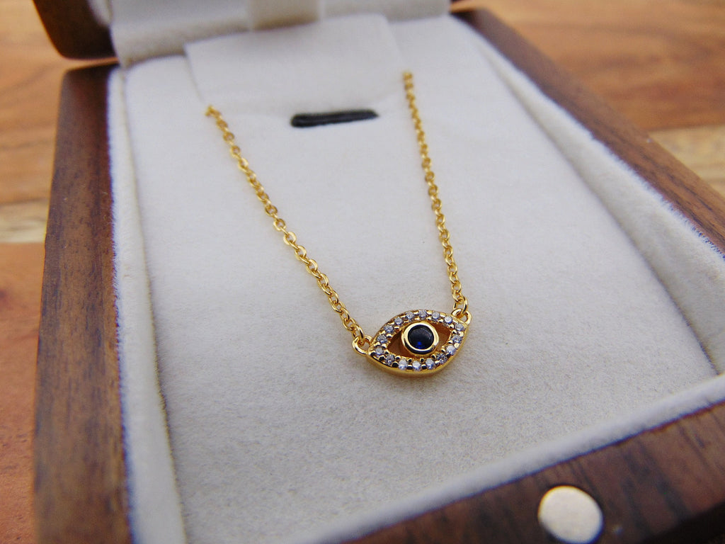 Evil Eye Necklace, 925 sterling Silver, Pendant, Minimalist Necklace, Christmas Gift jewelry For Her, Birthday Gift