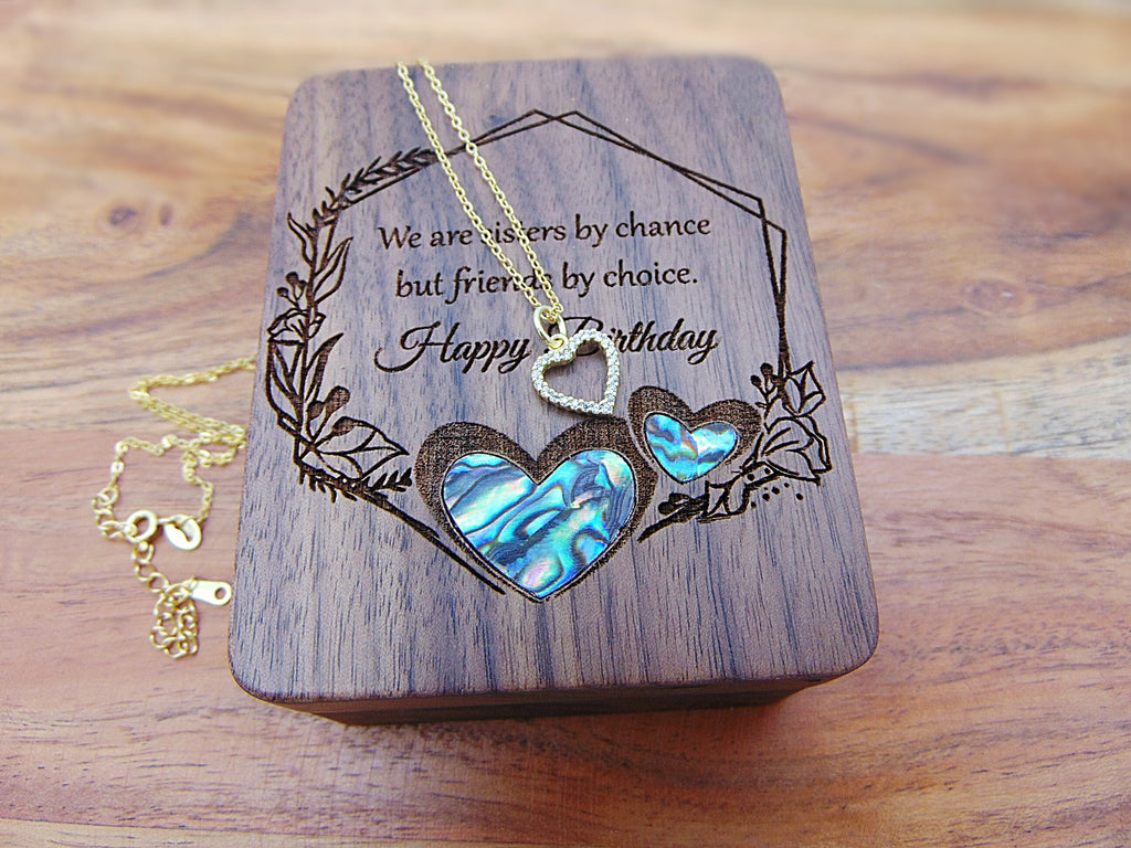 Silver heart necklace, personalized gift, Minimalist Necklace, 925 sterling, wood box Christmas Gift jewelry For Her, Birthday Gift wood box
