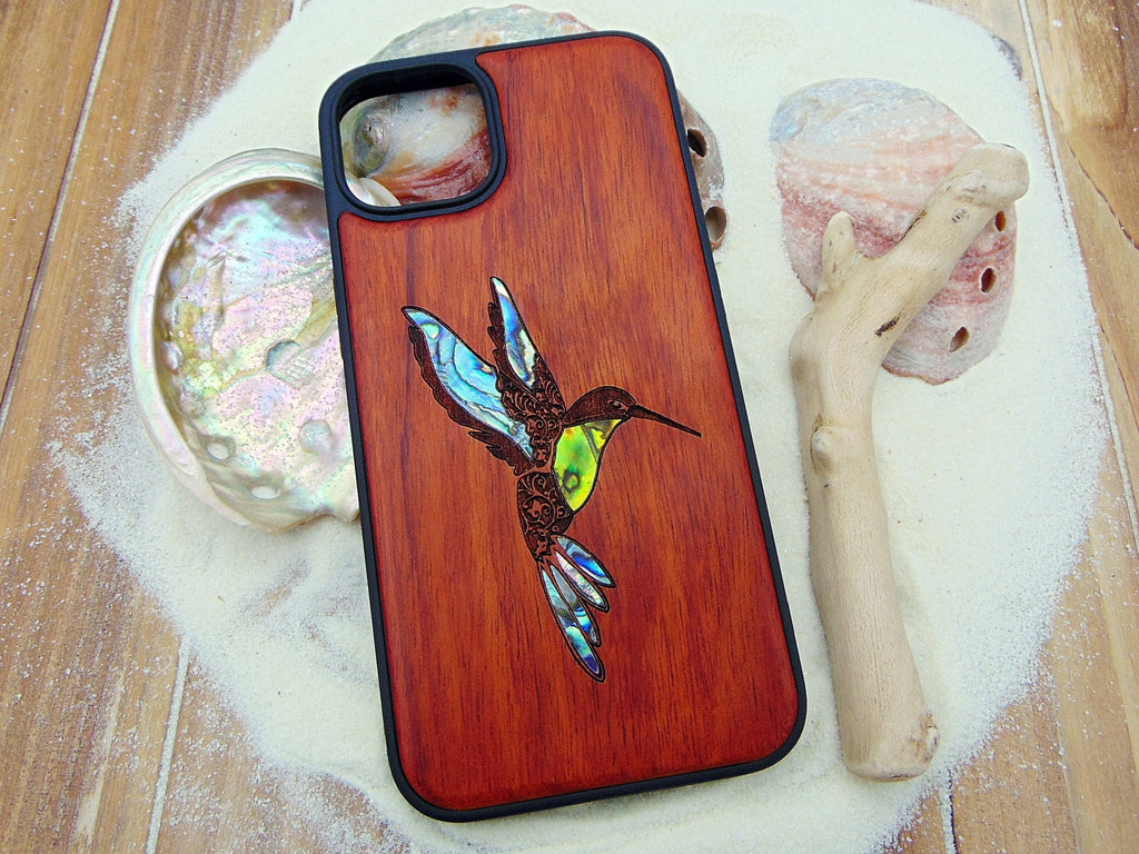 iPhone 15, 14, 13 Pro max case, hummingbird design phone case, Samsung Galaxy S22 ultra, S21, plus, custom abalone shell inlay phone case