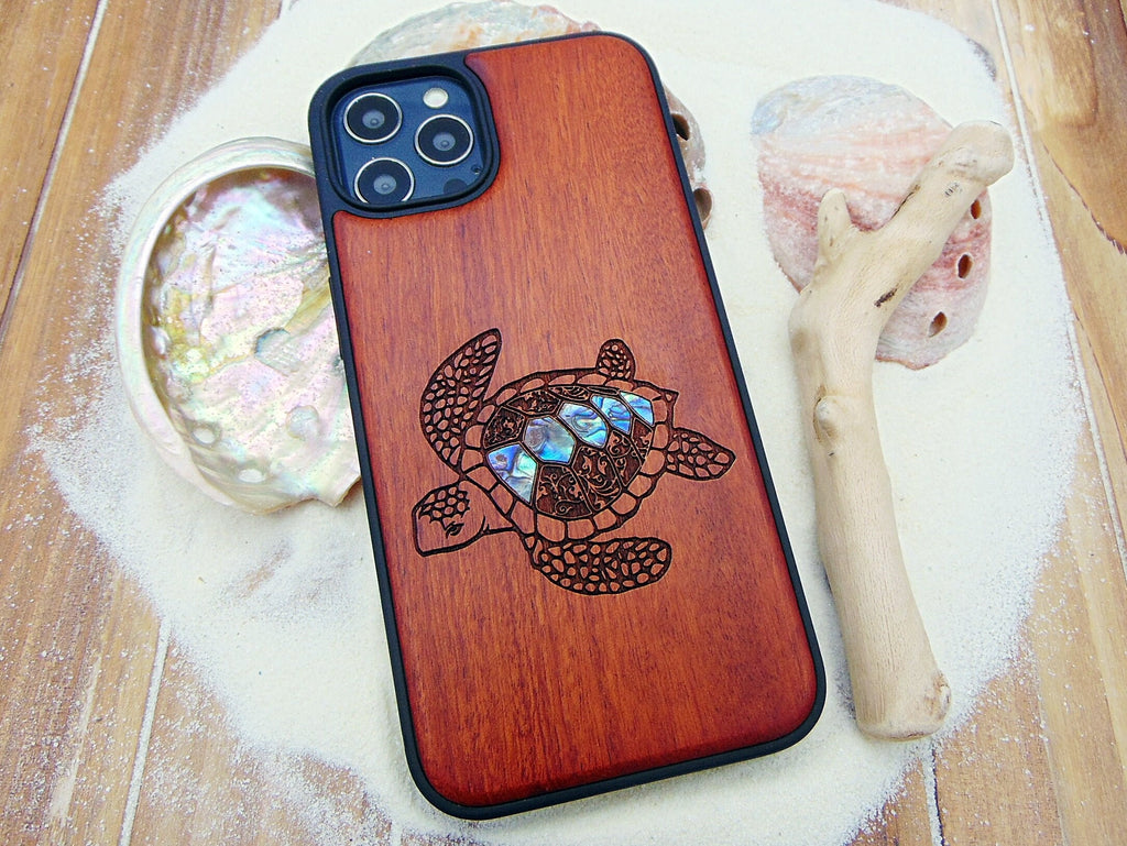 Turtle design iPhone 16, 15, 14, 13, 12 Pro Max case, Samsung Galaxy S24, S23, S22 ultra personalized gift abalone shell inlay phone case