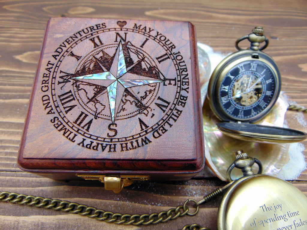 Engraved Pocket Watch – Personalized Graduation Gift for Him, Birthday gift for him
