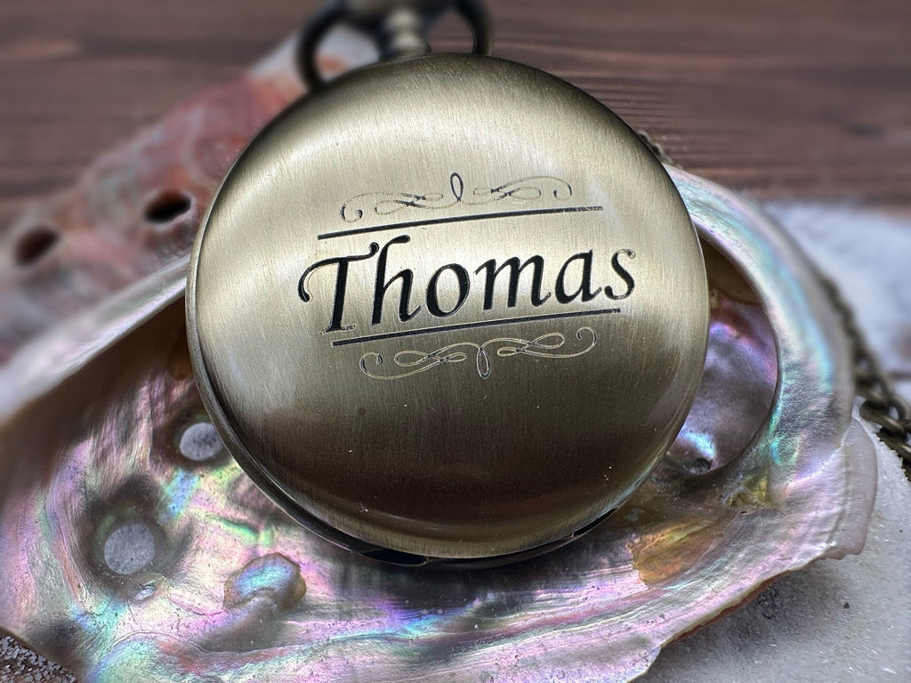 Engraved Pocket Watch – Personalized Graduation Gift for Him, Birthday gift for him