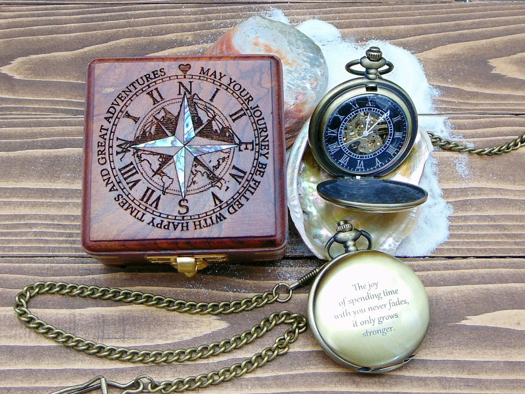 Engraved Pocket Watch – Personalized Graduation Gift for Him, Birthday gift for him