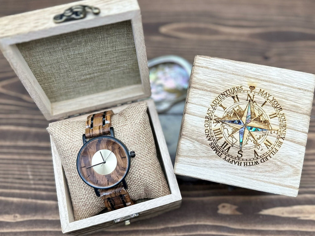 Engraved Wood Watch – Personalized Wrist Watch Gift for Him, Graduation, Anniversary, Birthday gift Wooden Watch with wooden box