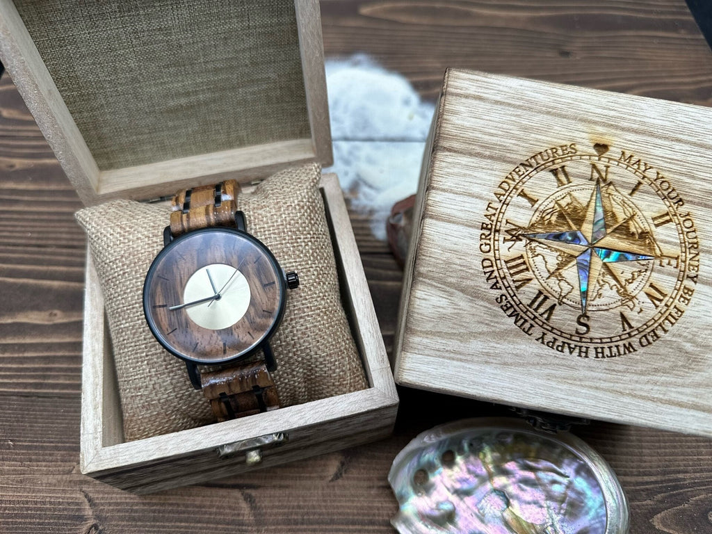 Engraved Wood Watch – Personalized Wrist Watch Gift for Him, Graduation, Anniversary, Birthday gift Wooden Watch with wooden box