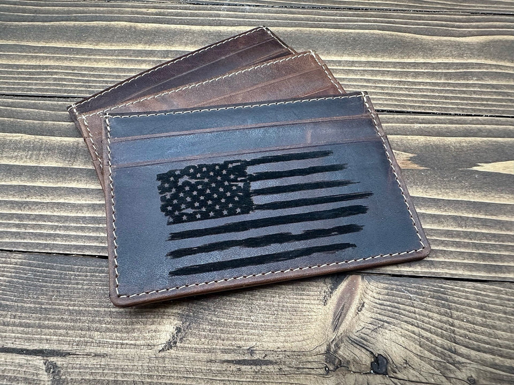 Personalized Slim Card Holder - Genuine Leather Card Holder - Custom Engraved Wallet Gift Him