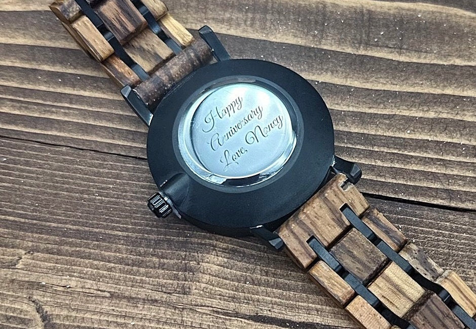 Engraved Wood Watch – Personalized Wrist Watch Gift for Him, Graduation, Anniversary, Birthday gift Wooden Watch with wooden box
