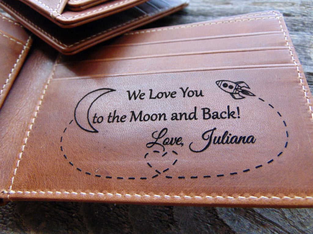 Personalized Christmas gift for him, leather mens wallet with removable cardholder, custom birthday gift, photo engraved RFID blocking