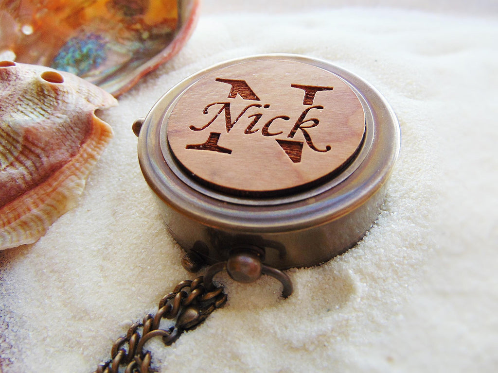 Personalized pocket compass - Sentimental gifts for boyfriend, best friend - Birthday, Anniversary gift - compass in wooden keepsake box