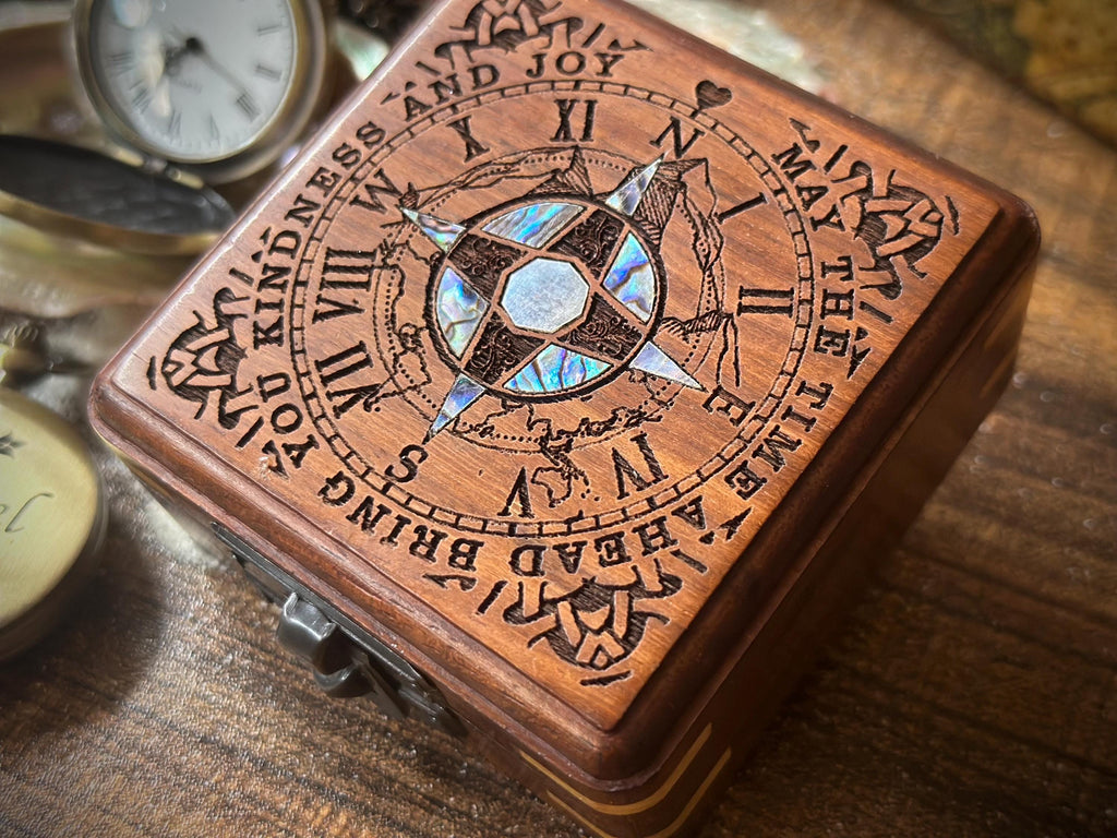 Personalized Pocket Watch in Abalone Decorated Keepsake Box - Sentimental Gifts for Boyfriend - Groomsmen Gift