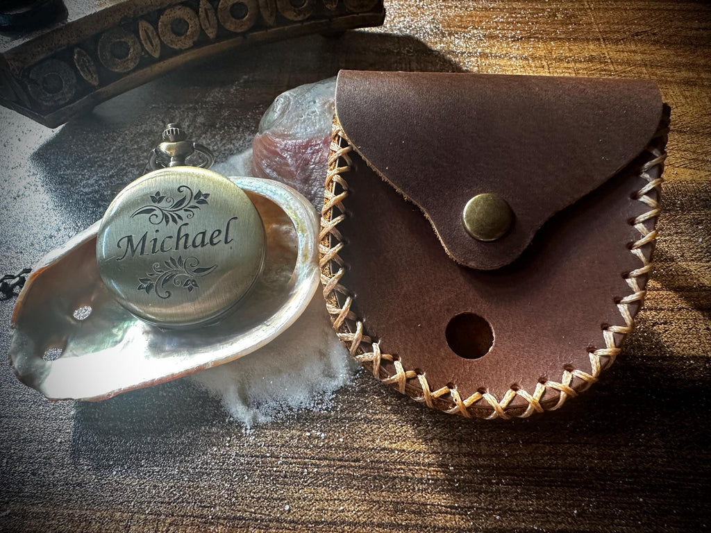 Personalized Pocket Watch in Abalone Decorated Keepsake Box - Sentimental Gifts for Boyfriend - Groomsmen Gift
