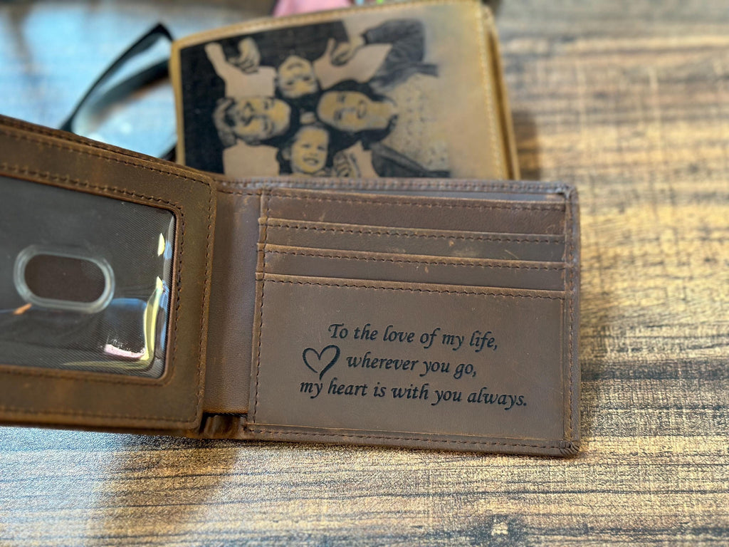 Personalized Men's Wallet - Handcrafted Photo Engraved Gift