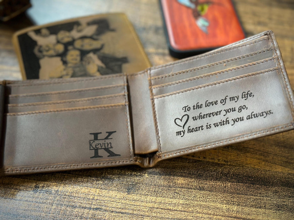Personalized Men's Wallet - Handcrafted Photo Engraved Gift