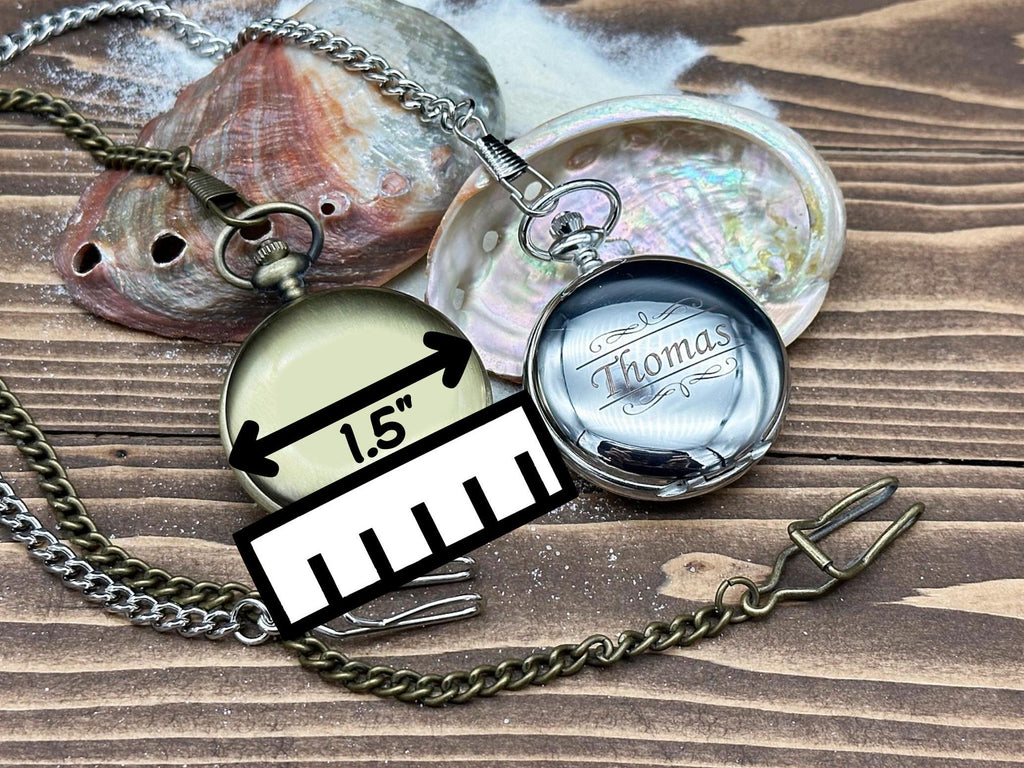 Personalized Pocket Watch in Abalone Decorated Keepsake Box - Sentimental Gifts for Boyfriend - Groomsmen Gift